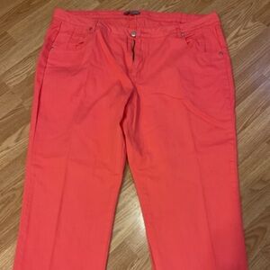 JESSICA LONDON WOMENS CORAL PINK DENIM JEANS 22W 46X28